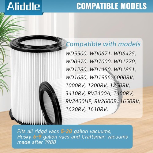 Filtres lavables VF4000 pour aspirateurs Ridgid 5-20 Gal et Husky 6-9 Gal - Pack de 4 - Photo 4/8