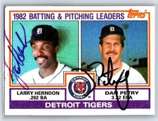 1983 Topps LARRY HERNDON - DAN PETRY #261 Dual Auto Detroit Tigers Leaders 💎