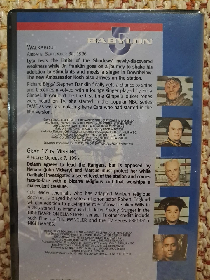Babylon 5 Collector's Edition VHS Walkabout Gray 17 Is Missing Brand New Sealed Foto 3 de 4