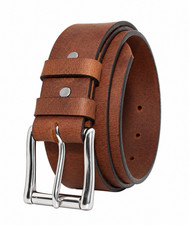 Men's Genuine Buffalo FULL GRAIN Leather Belt, 1 1/2" width, Handmade, By Amish