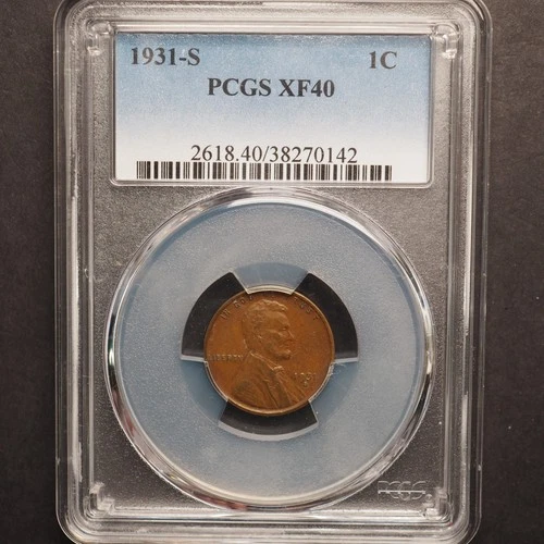 1931 *S* LINCOLN WHEAT CENT**PCGS XF40 **FREE SHIPPING! G1910