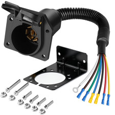 7 Pin Trailer Connector Plug 7-way Socket Wiring Harness Mount Bracket Rv