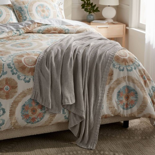 King Sweater Knit Bed Blanket Gray - Threshold - Picture 2 of 3