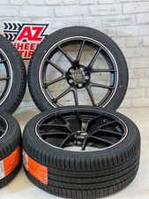 19" Wheels w Tires Fit Mercedes Benz C Class E Class Black Machine Set of 4