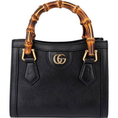Gucci Black Leather Bamboo Diana Handbag Tasche