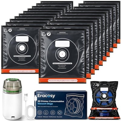 30 Pack 3D Printer Filament Storage Bags Kit with USB Vacuum Pump