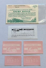 CHAMP HO DECAL-LINDE INDUSTRIAL GASES BOX CAR-GREEN w/WHITE LETTERING - #HB-144
