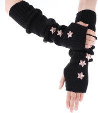 Arm Warmers Knit Blend Cute Y2K Harajuku Japanese Style Long Fingerless Gloves f