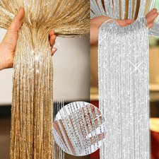 String Curtain Panels Door Fly Screen Room Divider Net Hanging Glitter Curtains