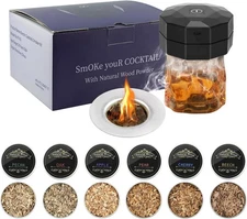 Electric Cocktail Smoker Kit 6 Natural Wood Chips No Butane Needed Smoke Infuser