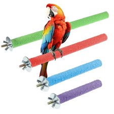 Bird Perch Stand Toy Parrot Perch Stand, Wood Bird Cage Perches Toy 4 Pcs