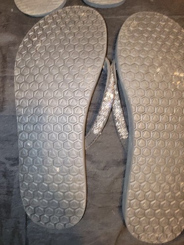 5 Flip Flop Sandals Silver Blk Glitter Large 9 10 Old Navy OP Tru Brown Orange - Picture 14 of 15