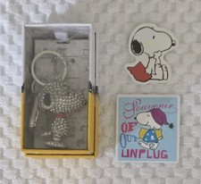 Peanuts Snoopy Pave 3D Crystal Rhinestone Keychain, Bag Clip, Unopened