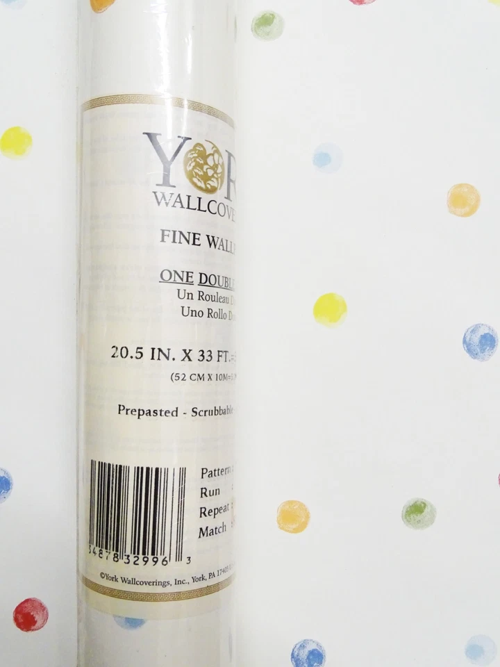 Rollo de papel tapiz prepegado colorido a lunares espaciados de pintura para dedos Foto 3 de 4