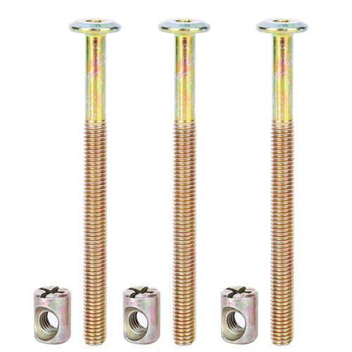 M6 x 100mm Barrel Bolt Nuts 10 Pack Cross Dowel Set for Furniture Beds Crib - Picture 4 of 5