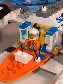 LEGO City Coast Guard Plane 60015 99% w/ Boat, Minifigures & Box - No Manual 