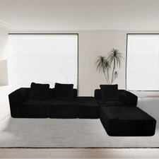 Black convertible modular combination sofa set compression sofa