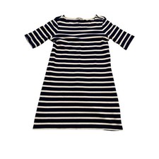 Gap Dress Womens Small Blue White Stripe Knit Boat Neck Shift Short Sleeve