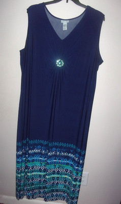 CATHERINES NAVY BLUE SLEEVELESS MAXI DRESS PLUS SIZE 2X