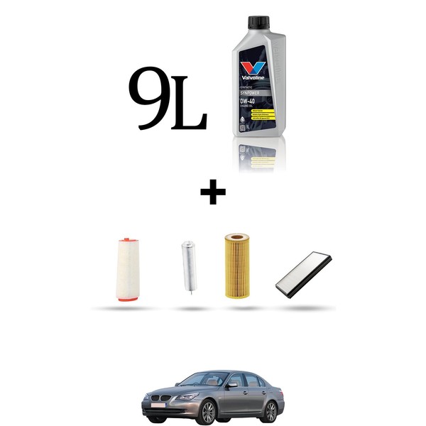 Hoffcar Wartungsset 4 Filter Und 9L ÖL FüR Bmw Serie 5 (E60/E61) 530D 173KW-image