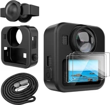 Compatible for Silicone Case GoPro Max 2,Black for GoPro Max 2 with Screen Prote