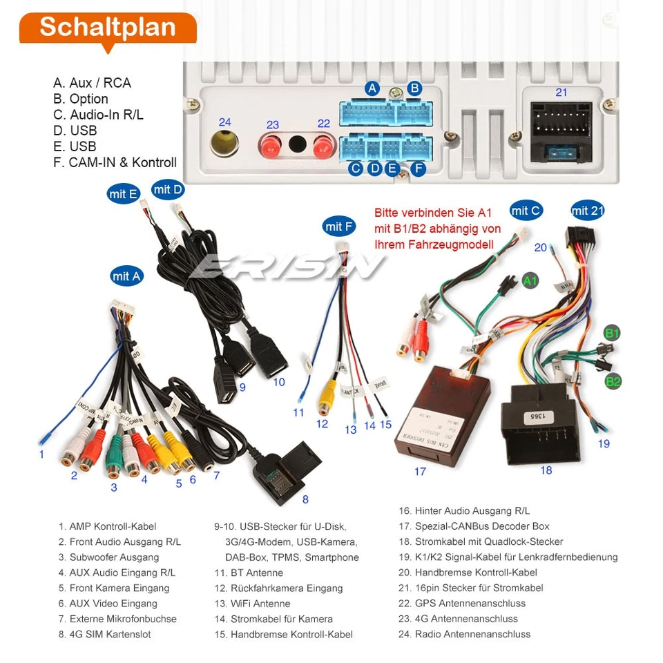 64GB Android 14 DAB+ Autoradio NAVI CarPlay CD Mercedes BENZ C/G/CLC Klasse W203 - Bild 4 von 4