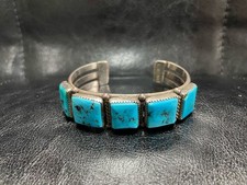 Vintage 5P Turquoise Silver Cuff Bracelet Native Style RRL TART STETSON JP