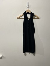 Women’s Black Pretty Little Thing Ribbed Polo Dress - Size 10