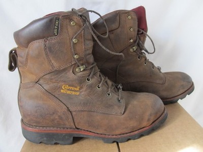 CHIPPEWA Boots Leather Brown Chip-A-Tex Waterproof Insulated Steel Toe Size 12E