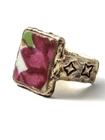 Vintage Porcelain Ring in Sterling Silver, Vintage Jewelry