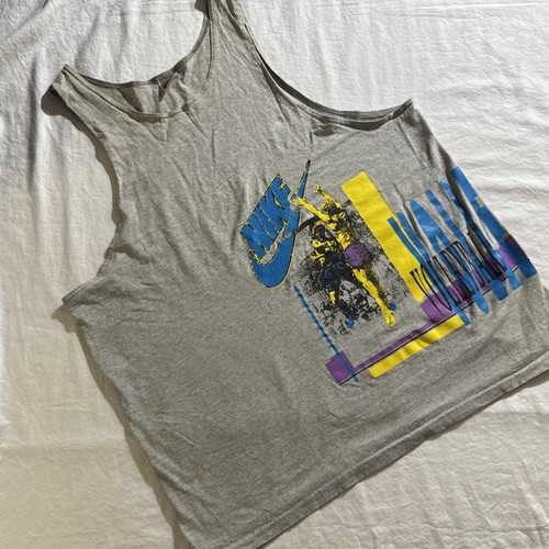 Nike, VINTAGE Nike Tank Top Adult XL Gray Purple Tank Top Volleyball Beach Mens 90s
