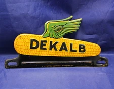 Vintage Dekalb Seeds Corn Cob License Plate Topper 8 3/8" x 4 1/4"