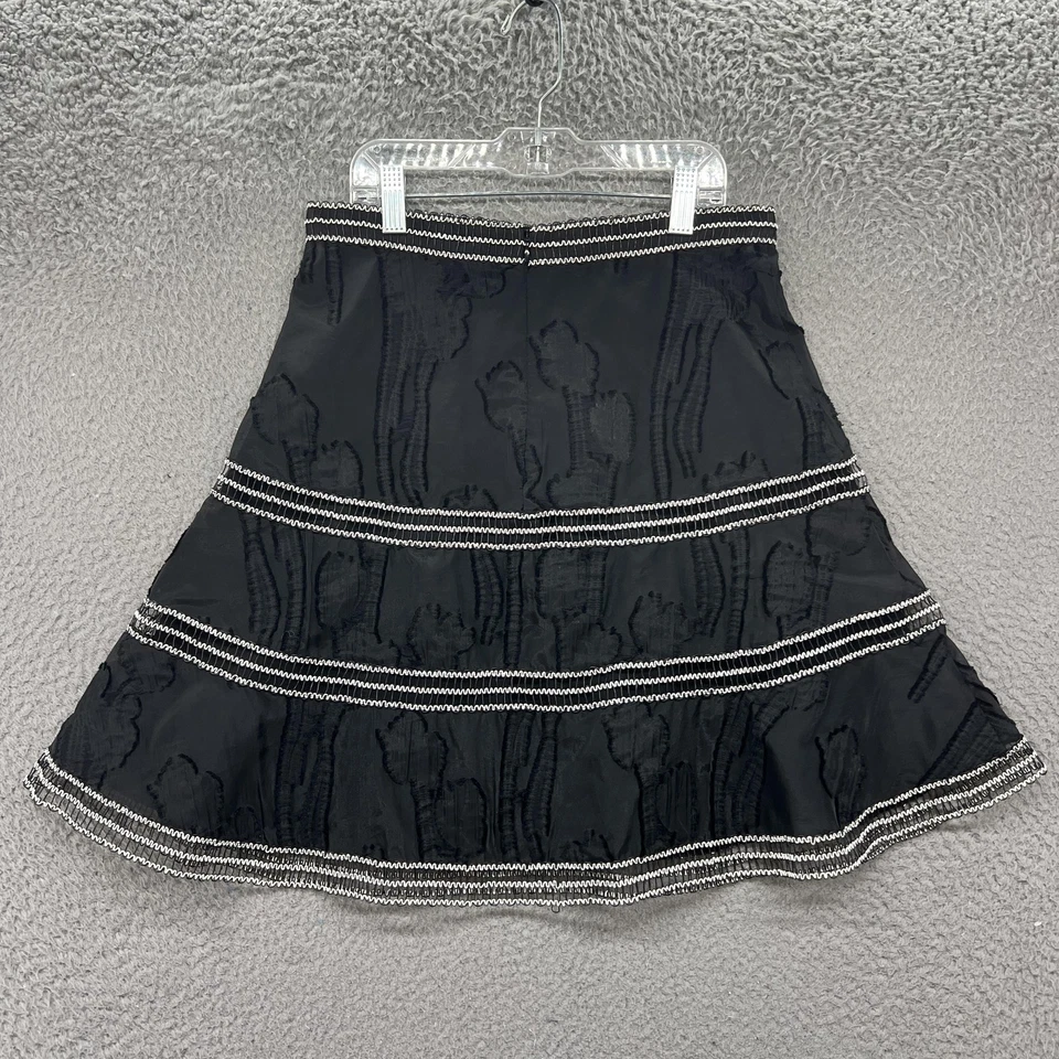 Falda Alexis Mujer Pequeña Negra Línea A Niveles Floral Burnout Terciopelo Forrada Fiesta Foto 2 de 4