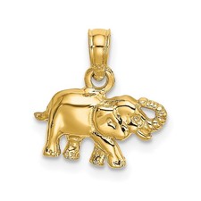 10k Yellow Gold Polished Small Elephant Pendant