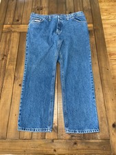 Diamond Gusset Jeans Mens 44x32 Blue Straight Leg Made in USA Workwear Denim