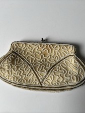Antique Ivory Small Beaded Clutch Clasp Made In Belgium