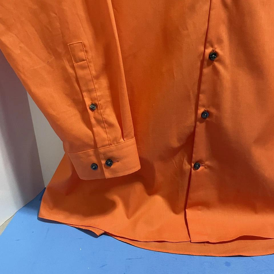 Camisa de vestir J. Ferrar ajustada naranja con botones manga larga para hombre XL Foto 3 de 4
