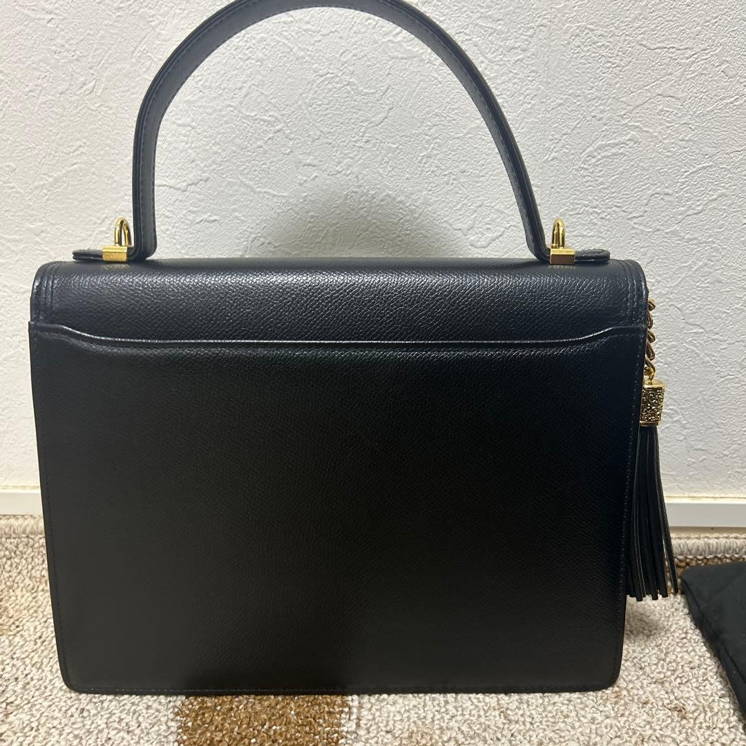 Valentino Hand Bag Tote Purse Logo Leather Black Auth Excellent From JAPAN thumbnail 10