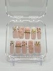 Pink/Gold Leopard Print Bow 3D Square Medium Press-On Nails Set, Glue Included — photo 1