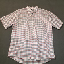Stafford Short Sleeve Oxford Mens Size 17.5 Travel Plaid