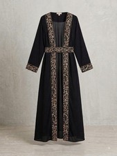 Embroidered Thobe Open Abaya ARABIAN Thob caftan Dress Amazing Bisht See Through