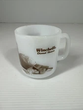 Vintage 70s Winchell's Donut House Mug White Glasbake  Coffee Cup Milk Glass EUC
