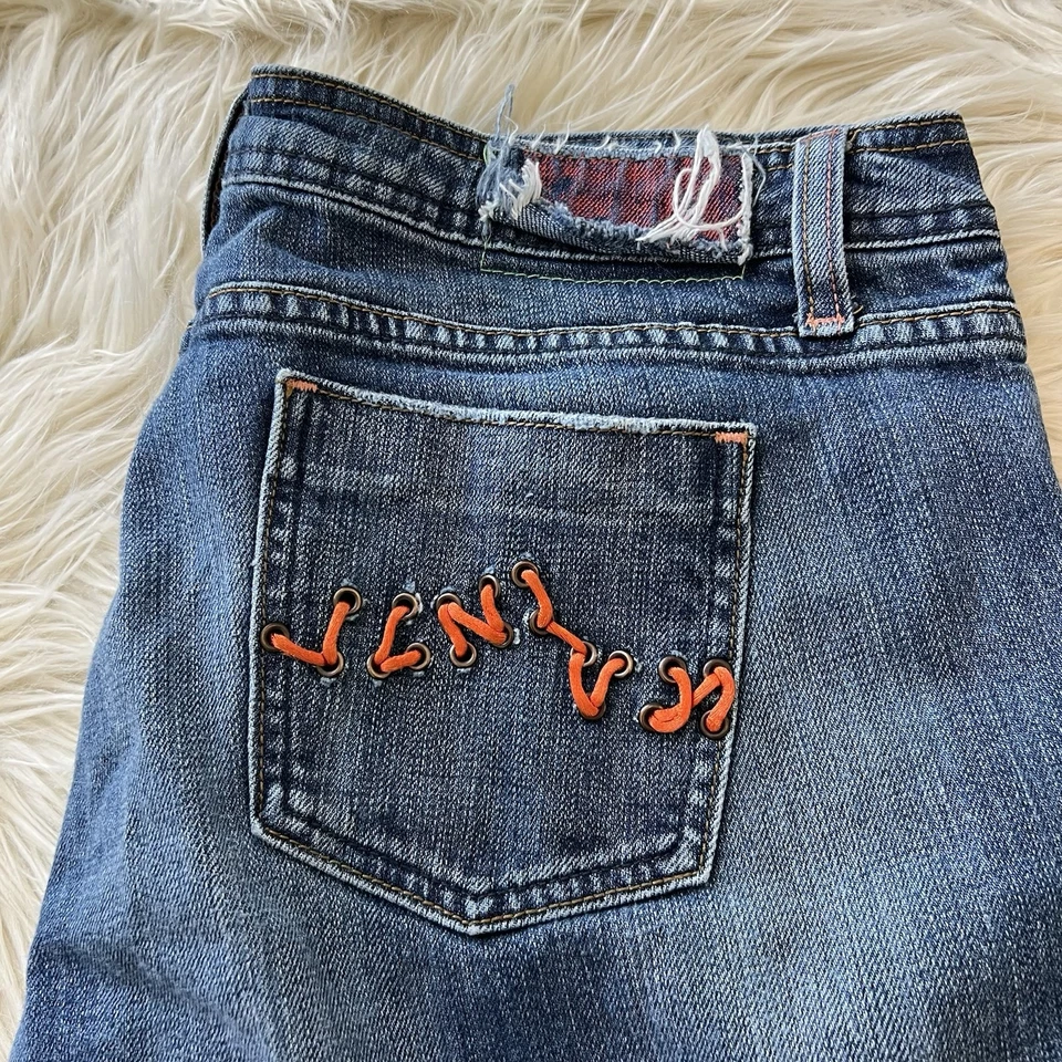 Pantalones de mezclilla acampanados AZZURE LOVE LIFE con tachuelas retro desgastados para mujer 34 (35x32) Foto 2 de 4