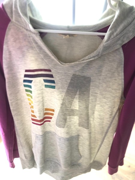 80s Geometric Shapes Graphic print women’s hoodie pink grey jay jays size 14