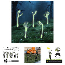 Halloween Yard Signs with Stakes, Glowing Black Hands Outdoor Decorations, 5