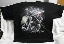 SKELETON SKULL BIKER MOTORCYCLE RIDE TILL T DIE FRONT PRINT T-SHIRT