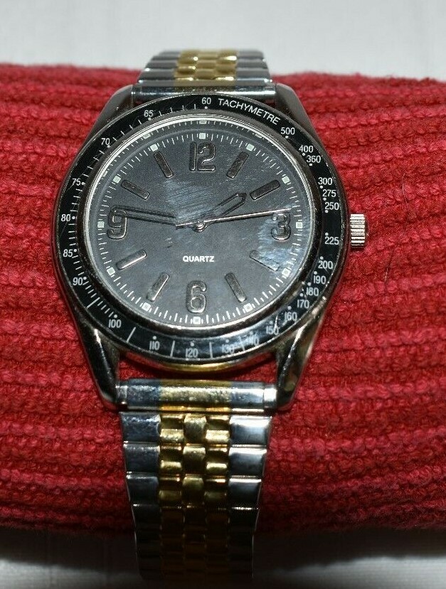 Men's Quartz Watch with Singapore Movt, Base Metal Bezel, and Speidel