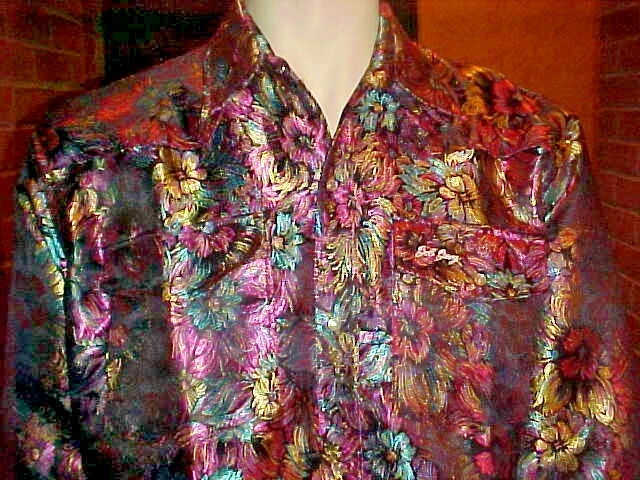NWOT MENS VERY RARE BOB BERG WESTERN IRIDESCENT SILK SHIRT 2 POCKETS  XLG. SLIM - Image 4 of 4