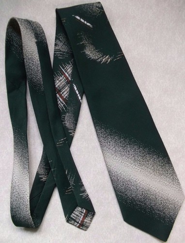 Vintage TOOTAL Tie Mens Necktie Retro Fashion DARK GREEN ABSTRACT - Picture 3 of 3