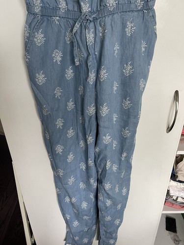 Old Navy Youth Girls XXL 16 Blue Chambray Jumpsuit Cold Shoulder Ruffle Cute - Picture 6 of 9